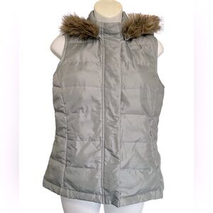 Talbots Light Gray Vest with removable Hood size P